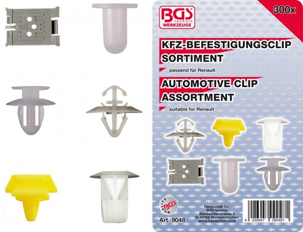 KFZ-Befestigungsclip-Sortiment für Renault, 300-tlg.