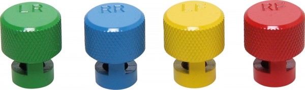 Farbkodierte Reifenluft-Ablasskappen für "RDKS" Ventile, 4tlg.