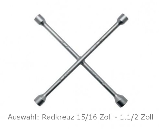 Auswahl: Radkreuz 5/8 Zoll - 1.1/2 Zoll + Metrisch Elora