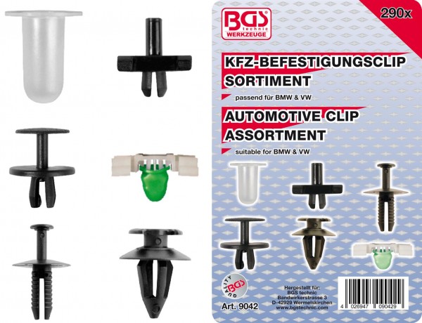 KFZ-Befestigungsclip-Sortiment für BMW & VW, 290-tlg.