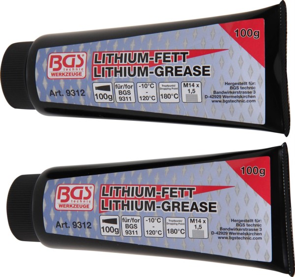 Lithium-Fett für Mini-Fettpresse Art. 24824, 2 Tuben