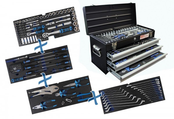 Metall-Werkzeugkoffer | 3 Schubladen | mit 143 Werkzeugen