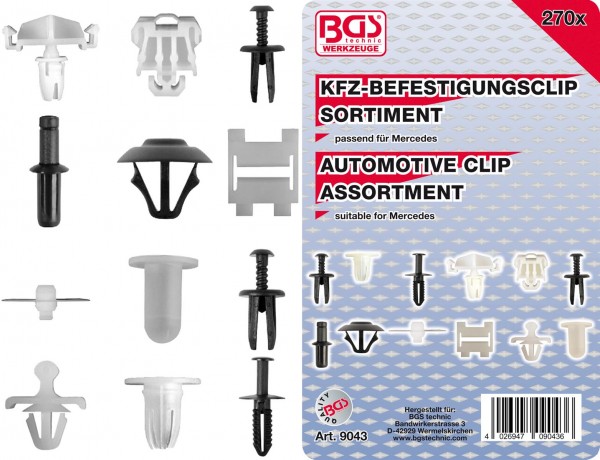 KFZ-Befestigungsclip-Sortiment für Mercedes, 270-tlg.