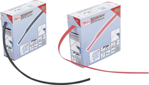 Schrumpfschlauch-Box | schwarz oder rot | Ø 2,5 - 8 mm | 5 - 10m