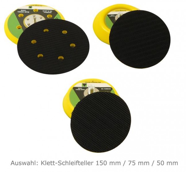Auswahl: Klett-Schleifteller Ø 50 / 75 / 150 mm