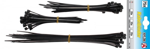 Kabelbinder-Sortiment, 100-200 mm, 75-tlg.