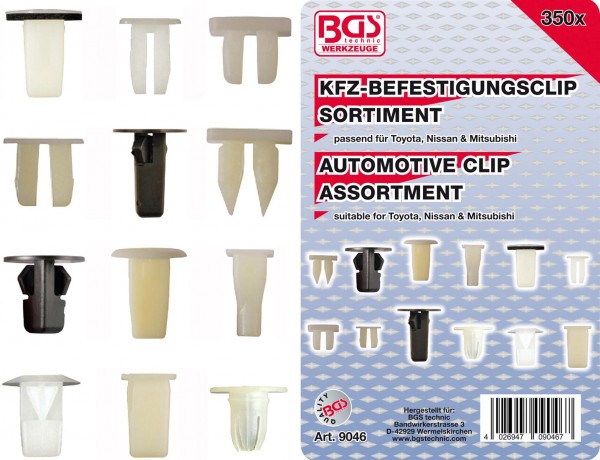 KFZ-Befestigungsclip-Sortiment für Toyota, Nissan & Mitsubishi, 350-tlg.