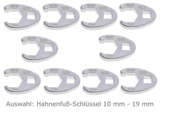 Auswahl: Hahnenfuß-Schlüssel 3/8 Zoll Antrieb 10 - 19 mm