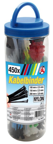 Kabelbinder-Sortiment, farbig, 450-tlg.