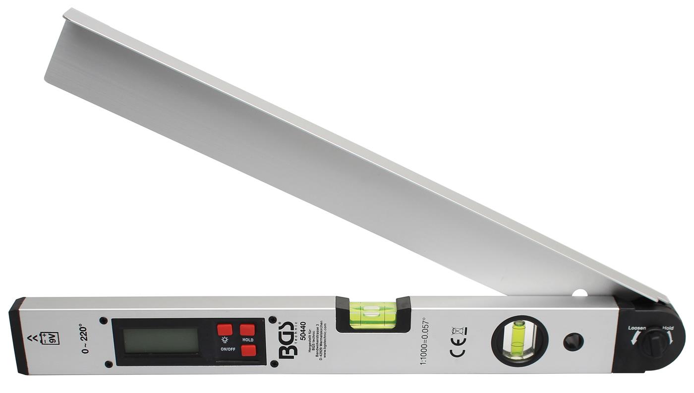 STIER Digitaler Winkelmesser SDW 450 LCD Display ±0,1° Aluminium 450 mm 