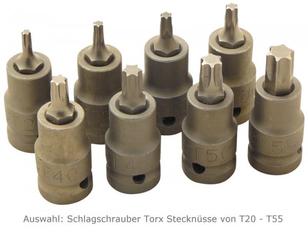 Auswahl: T-Profil Schlagschrauber Biteinsätze für Torx® T20 - T55